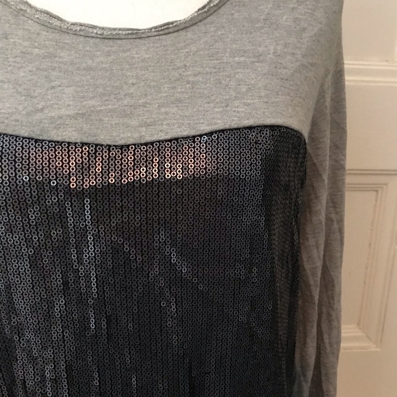 Diane Von Furstenberg Gray Sequin T Shirt Top - Picture 2 of 5